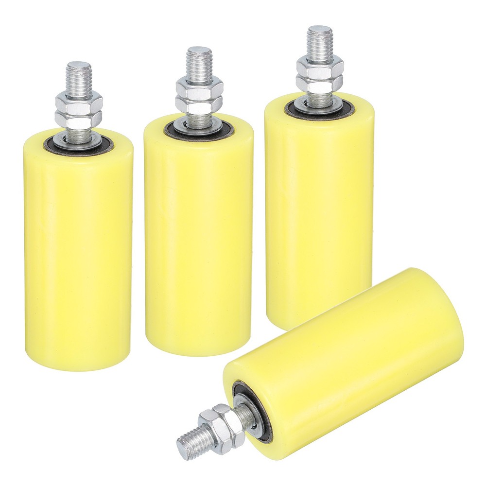 4Pcs Slide Gate Guide Roller, 5" Nylon Sliding Gate Support Assembly, Yellow