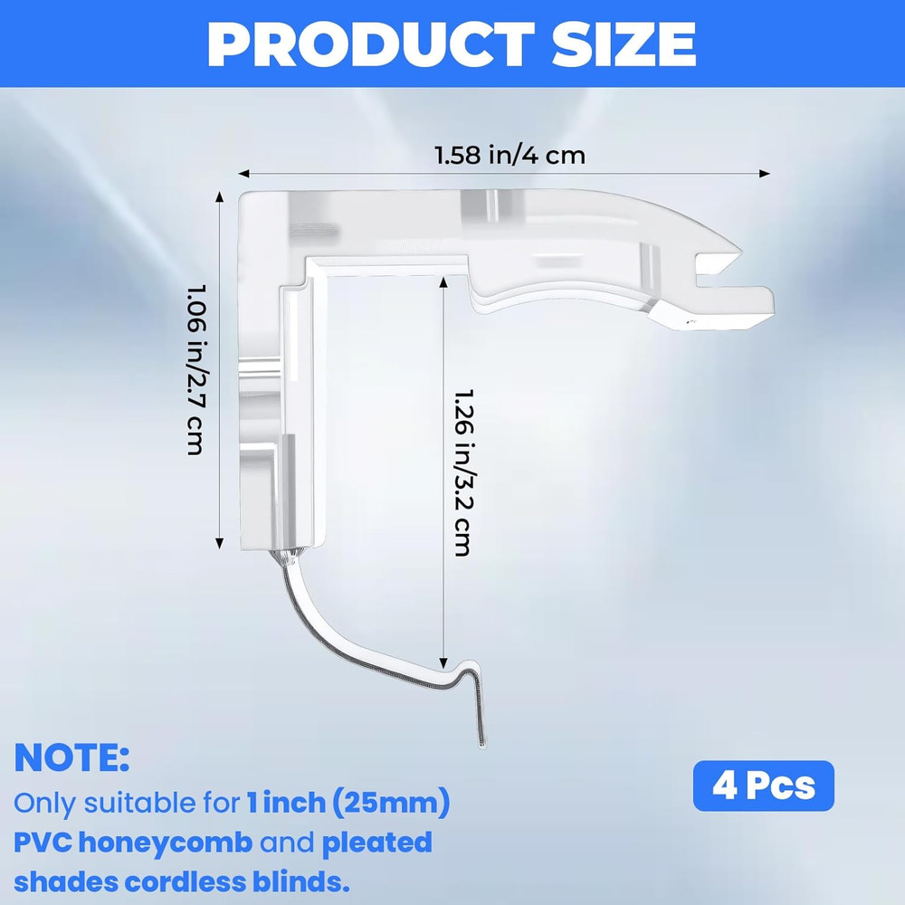4 Pack Mounting Bracket with Metal Clip, Cordless Shade Bracket Mini Blind Br...