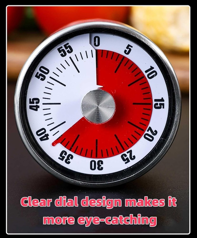 Versatile Magnetic Kitchen Timer - 60-Minute Countdown Stainless Steel Design