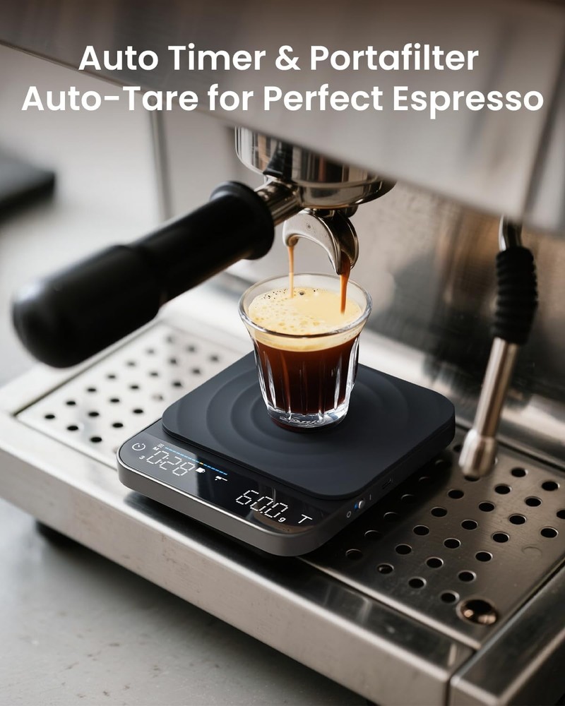 0.1g Precise Espresso Scale with Timer Flow Rate Indicator Rechargeable