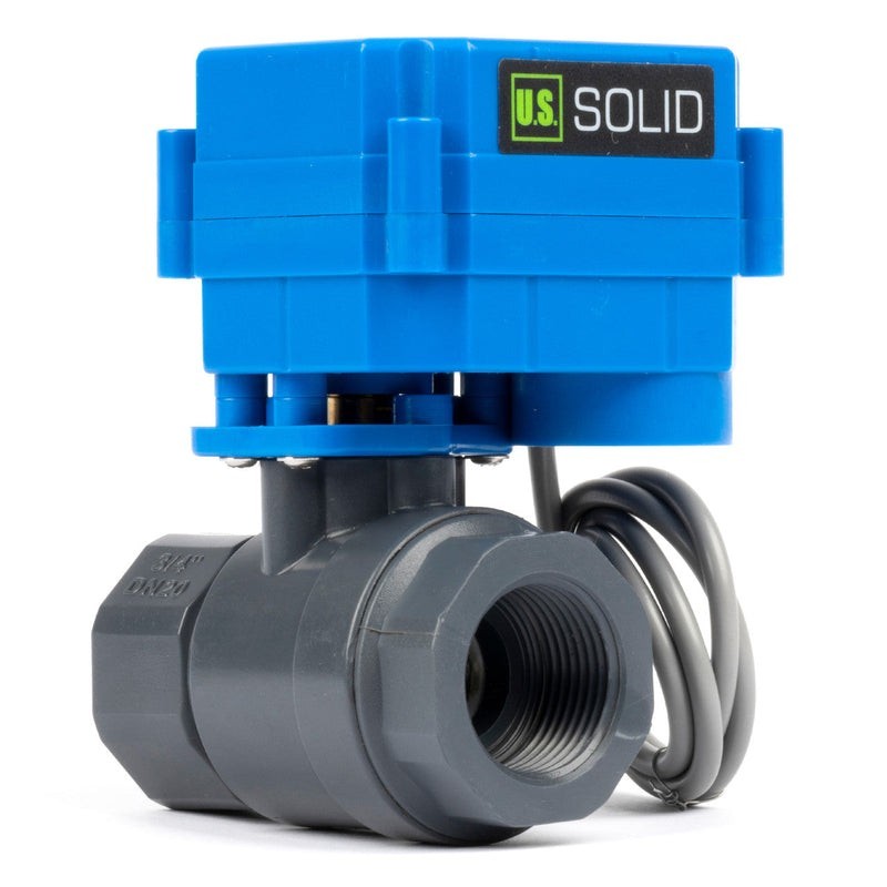 U.S. Solid 3/4" UPVC Motorized Ball Valve 85-265V AC 2 Wire Auto Return NO Full