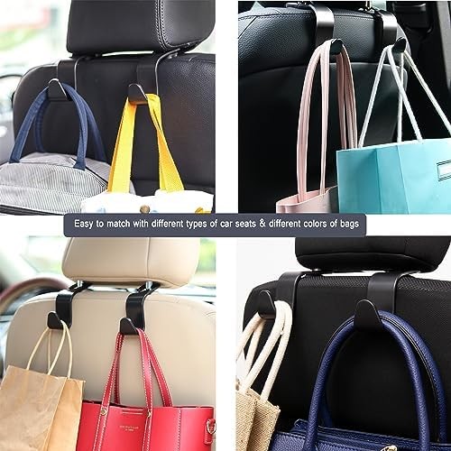 Car Seat Headrest Hook Hanger Organizer 4 Pack Black