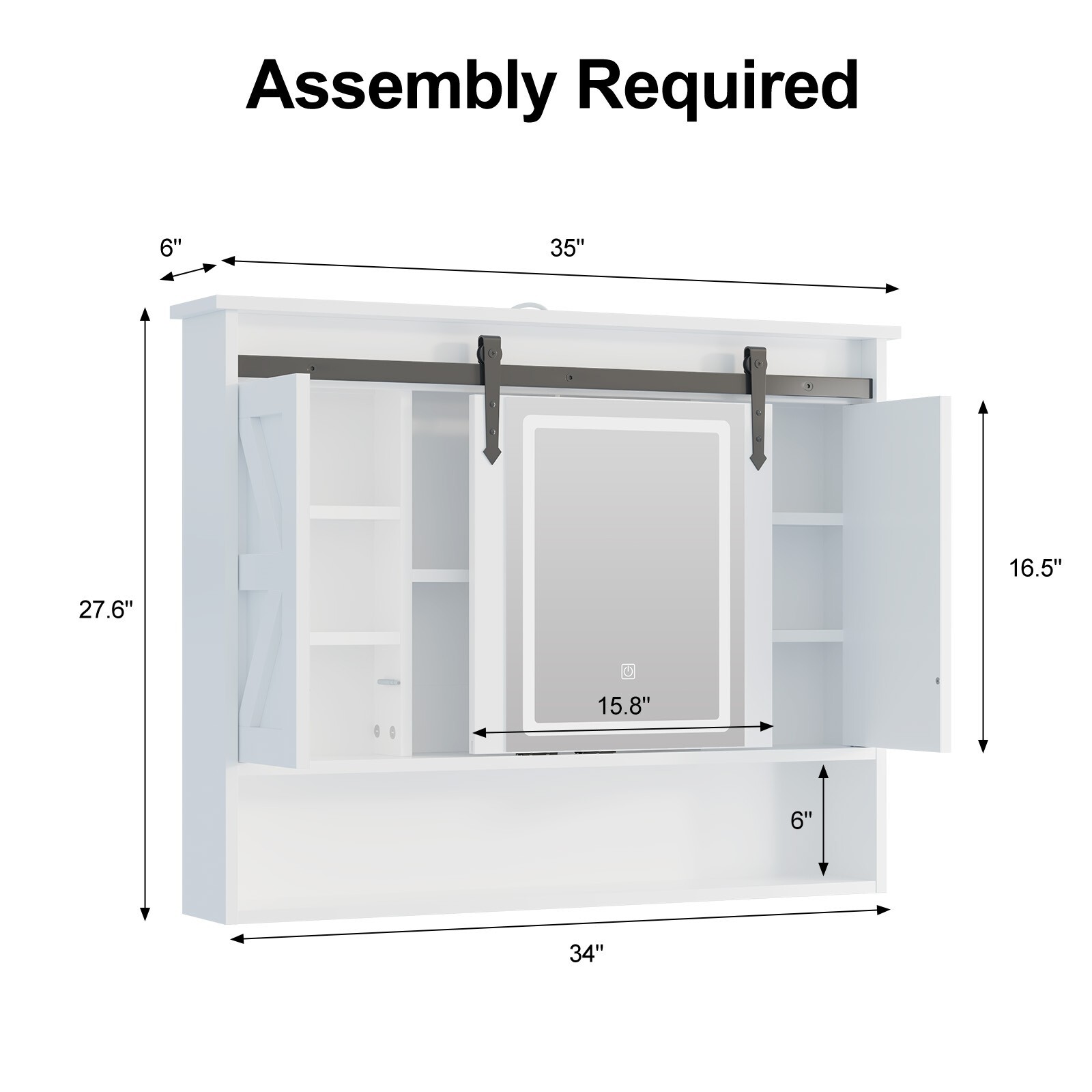 Wall Mounted Bathroom Cabinet Medicine Cabinet Organizer w/ Mirror Door & Lights