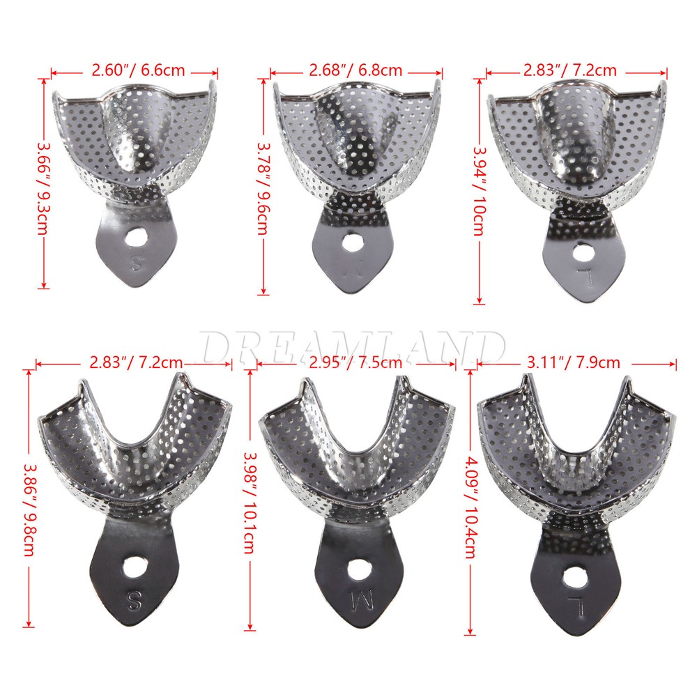 6 PCS Dental Impression Trays set PERFO Denture Instruments CE NEW
