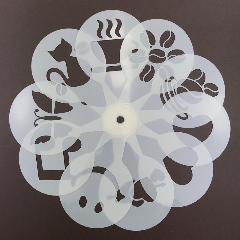 19Pcs Coffee Decorating Stencils Latte Art Mold Drawing Template Cake DIY Tools