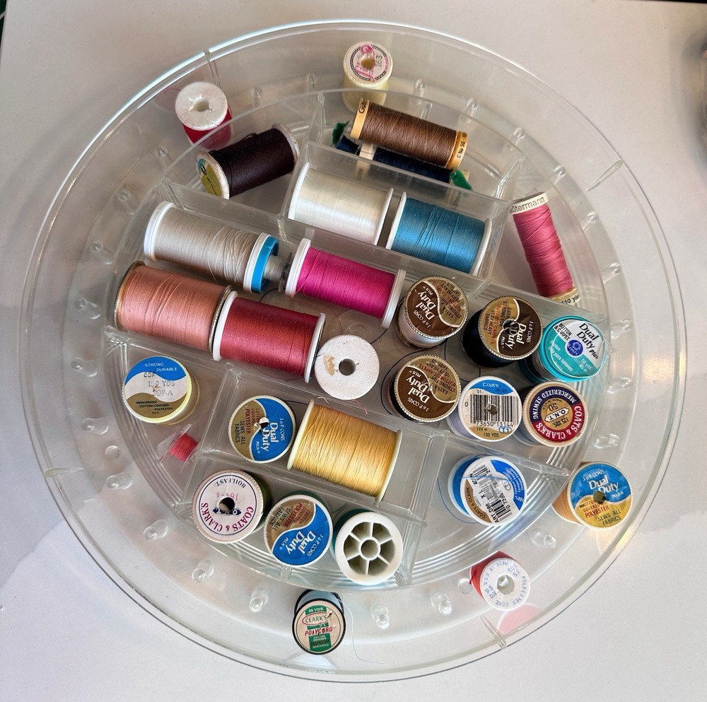 Sewing Thread Spool Organizer Storage Box & Contents