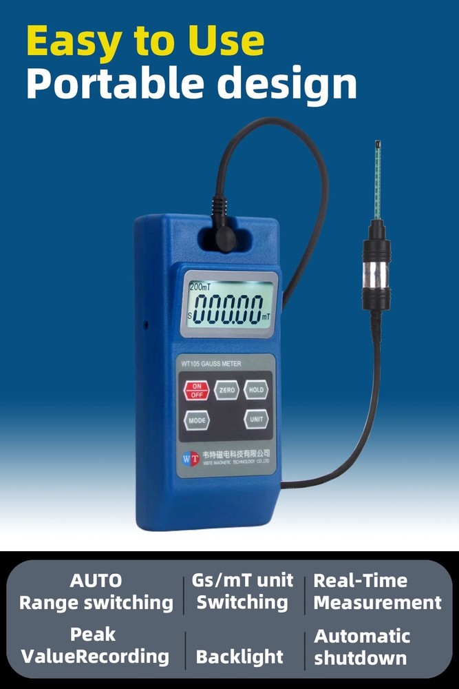 Gauss Meter Handheld Tesla MeterPermanent Magnet Teslameter 1%Accuracy