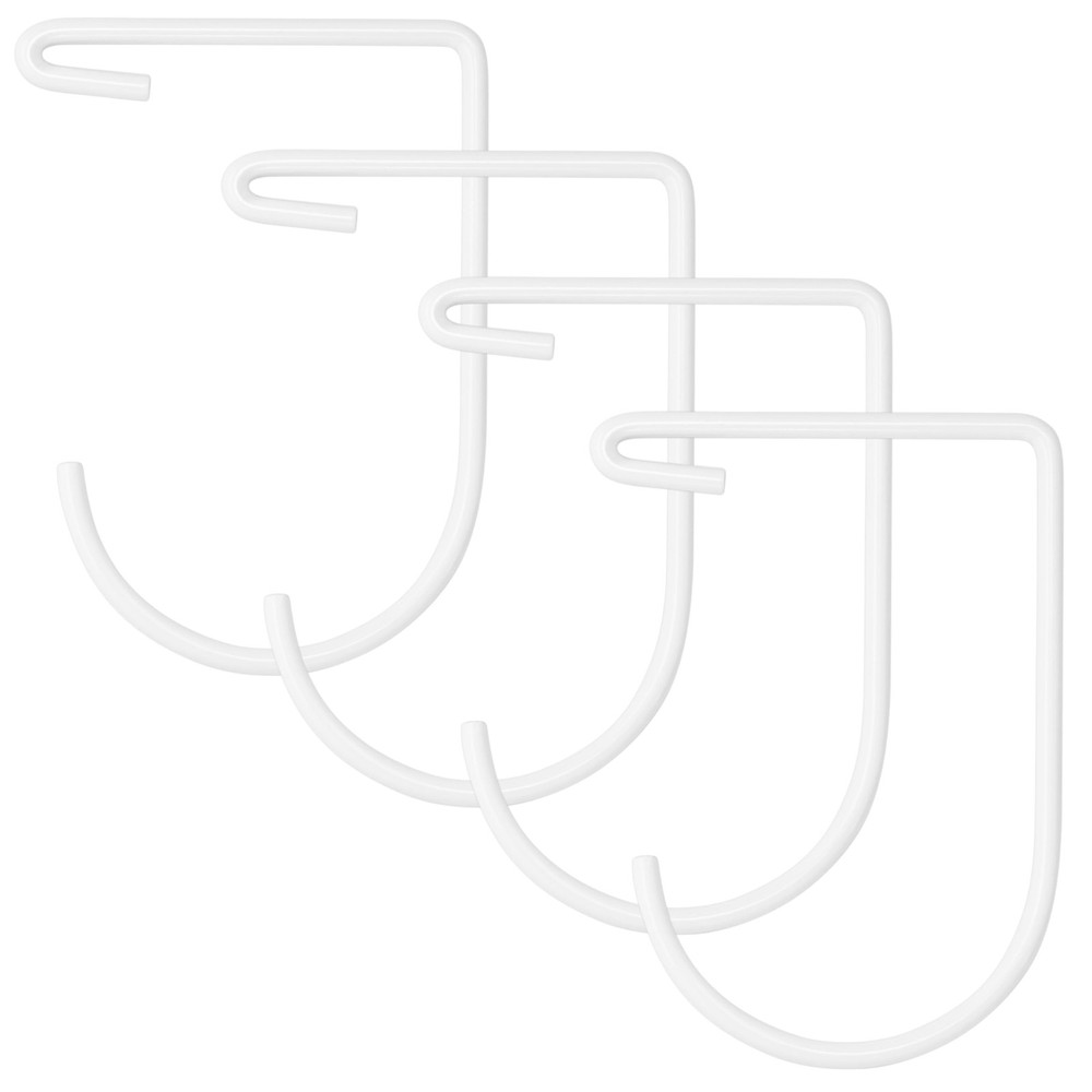 Heavy-Duty Overhead Storage Rack + Wall Mount Shelving Hooks – 4-Pack White