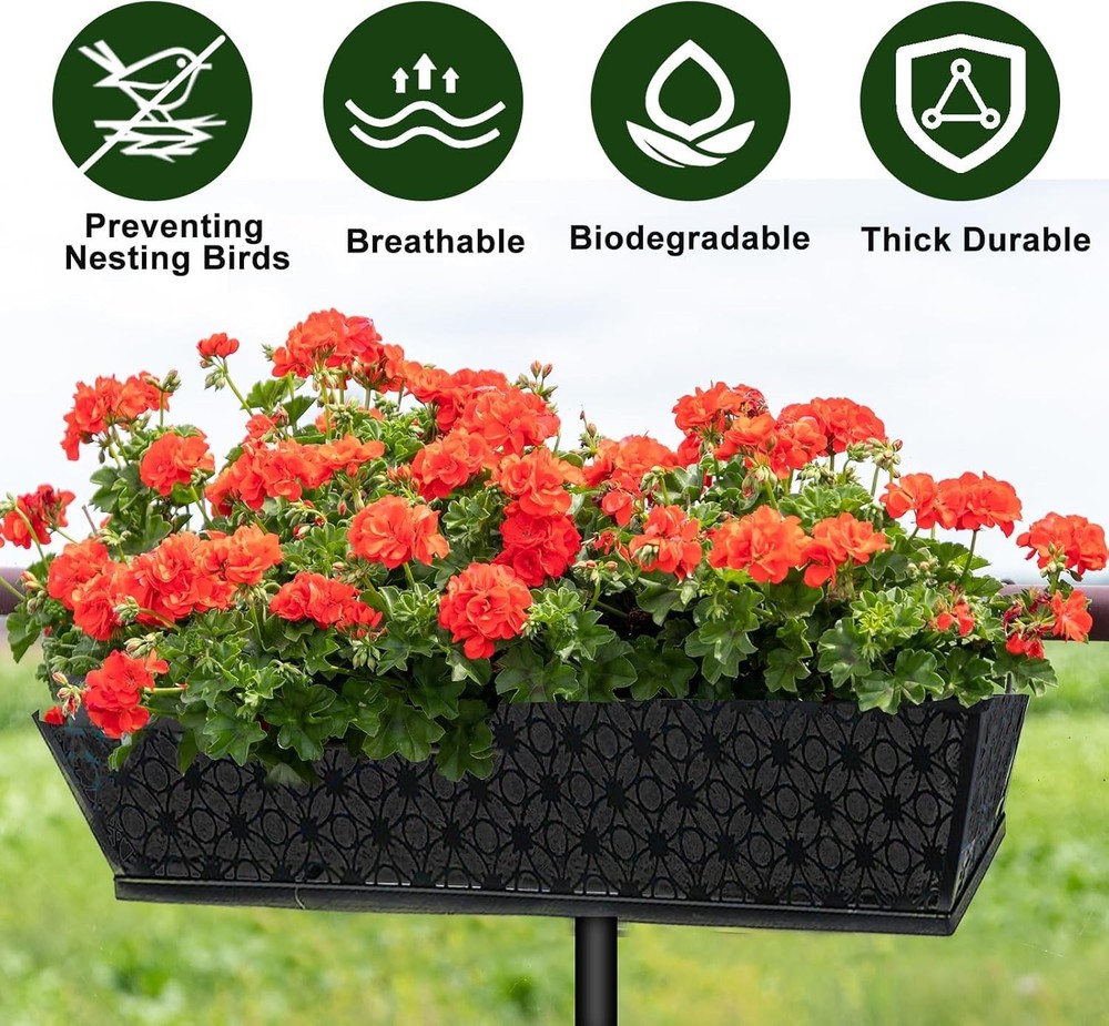 2PCS 24Inch Rectangle Window Box Liner Felt Planter Basket Liner Insert Black...