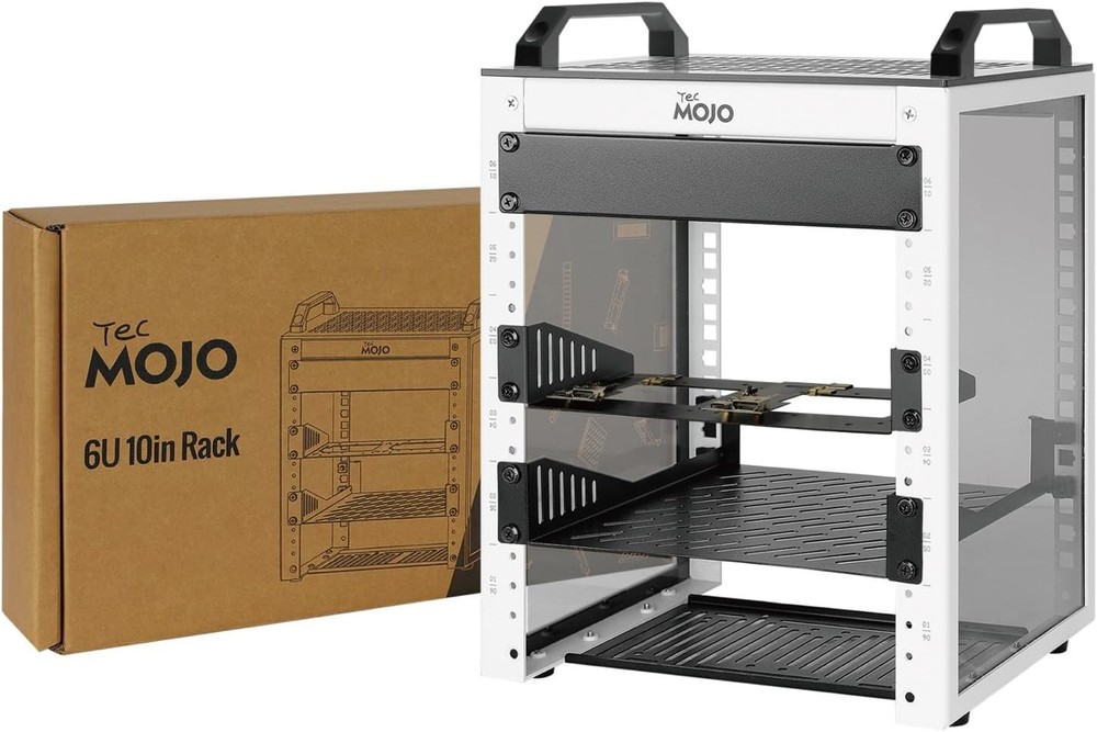 Tecmojo 6U Network Rack, 10 inch Mini Server Rack with 2 Side Translucent Pan...