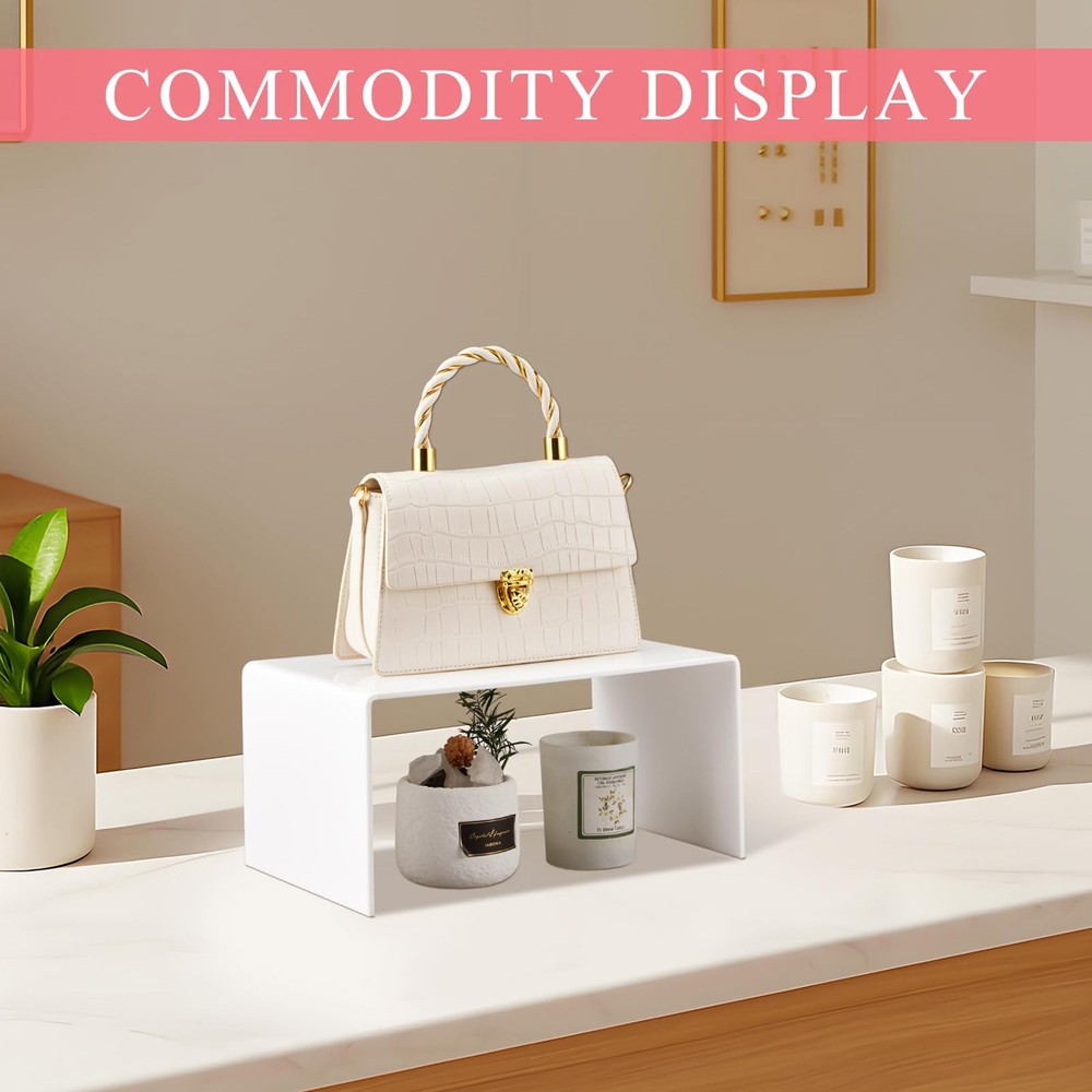 3 Pcs Extra Large 12, 11, 10.25 Inch White Acrylic Display Risers Rectangular...