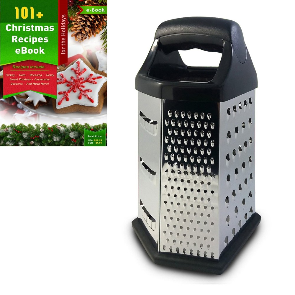 Box Graters for Kitchen, 6 Sided, Multi-purpose Cheese and Veggie Cutter, Sta...
