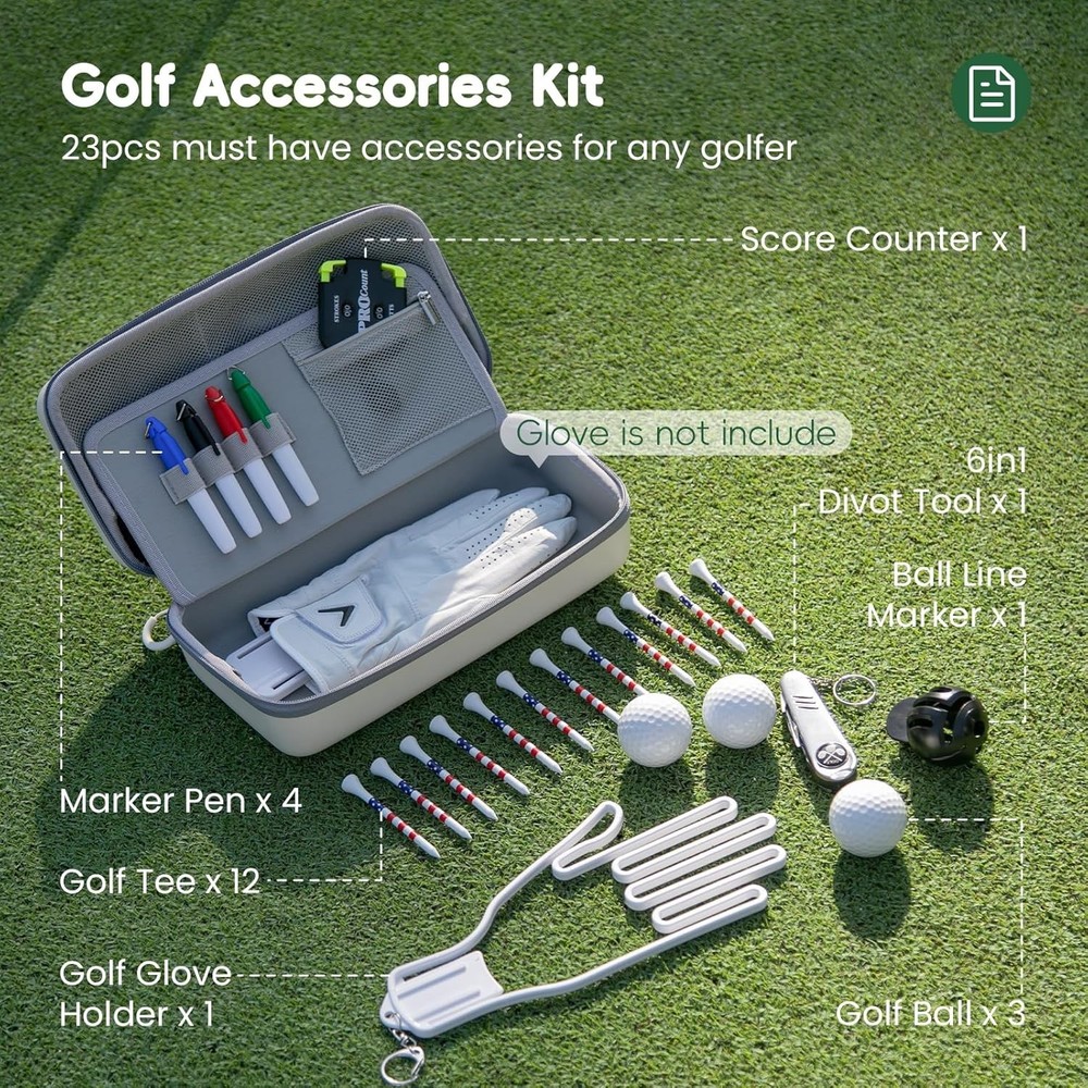 23-Piece Golf Accessories Set with Customizable EVA Case – Gift Ready