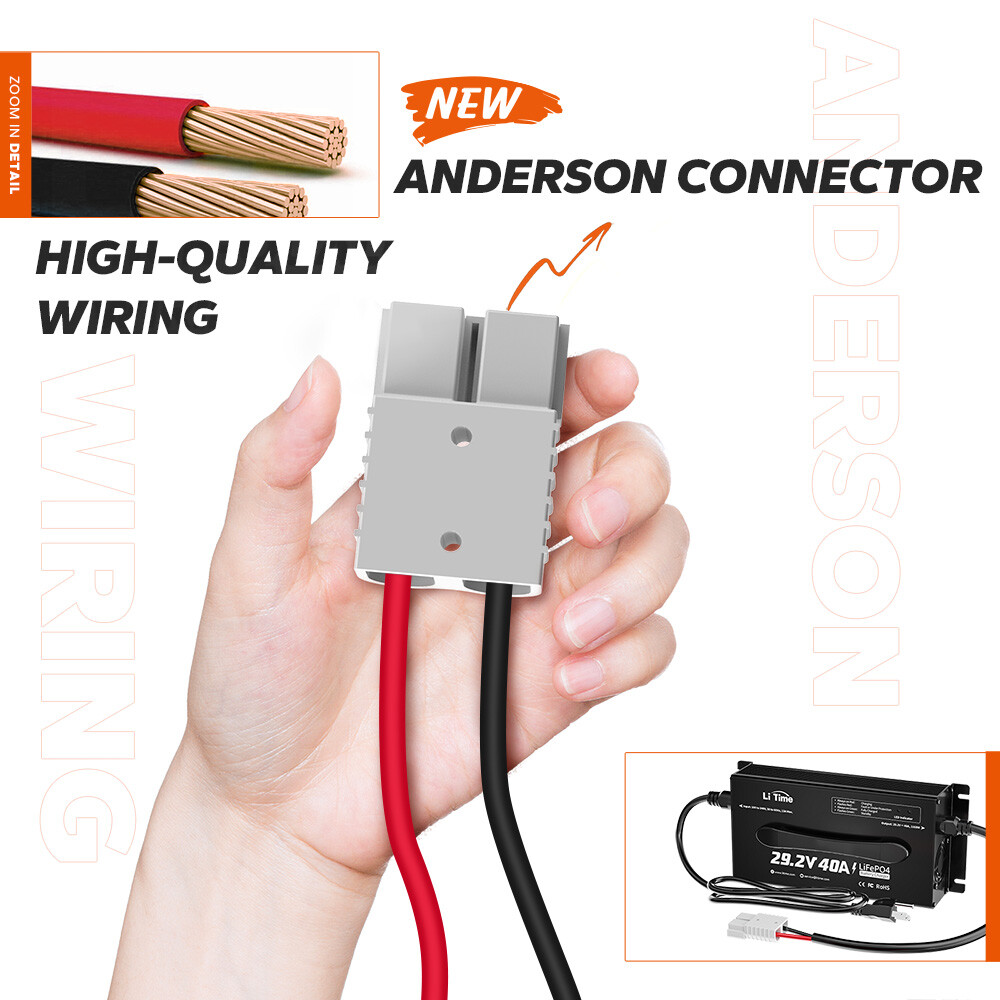 LiTime 29.2V 40A AC-DC Smart Charger for 24V Deep Cycle Lithium LiFePO4 Battery