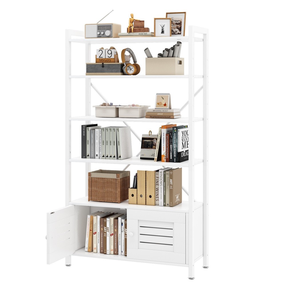 White 5 Tier Bookshelf Storage Organizer