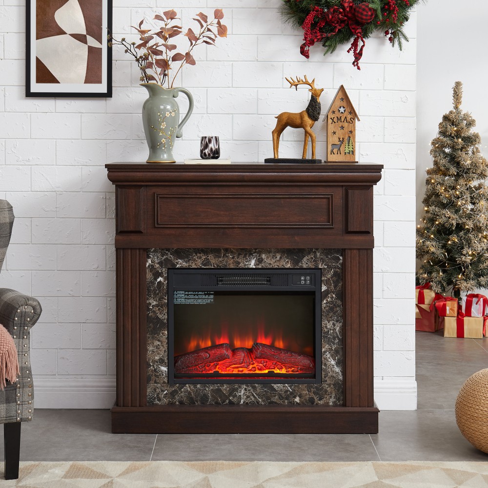 23" Electric Fireplace Mantel with Insert & Remote Control, Cherry