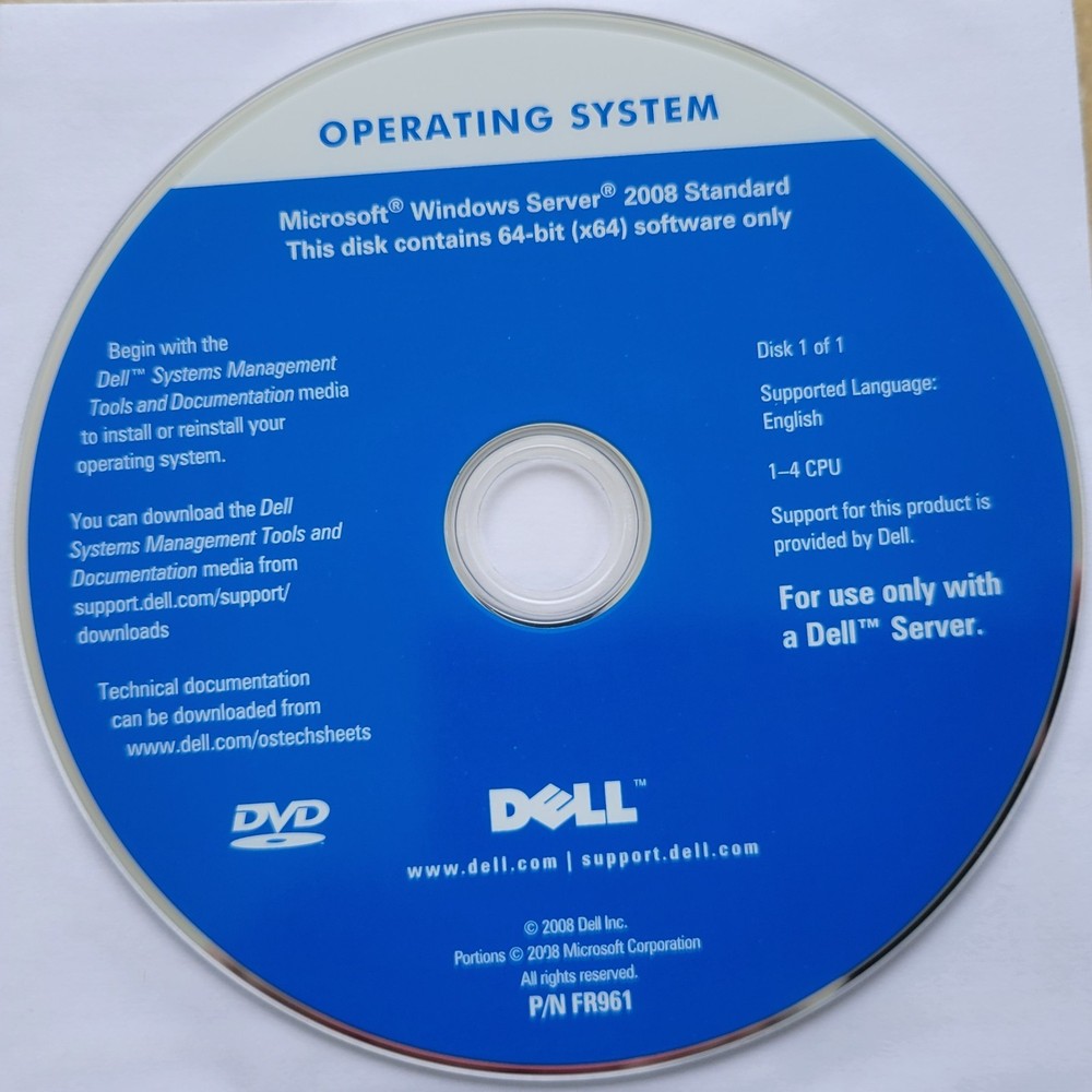 Microsoft Windows Server 2008 Standard 64-bit (x64) DVD