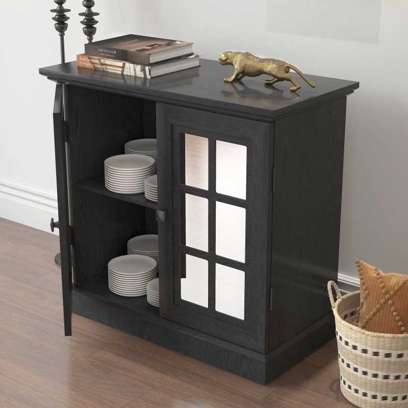 Storage Sideboard Cabinet with Decorative Acrylic Mirrored Doors Adjustable