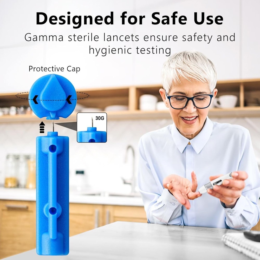 30G Lancets & Efficient Lancing Device - Safe, Quick & Easy Diabetes Testing