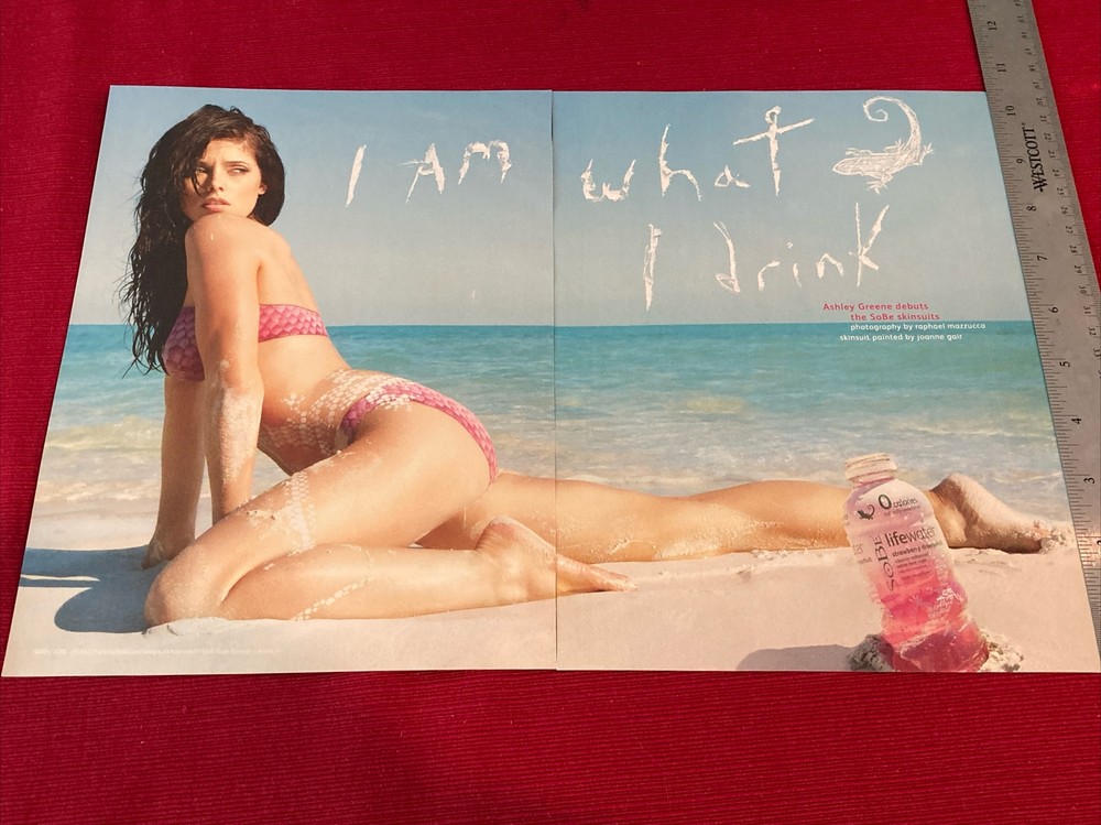 Model Ashley Greene for Lifewater Drinks 4-page 2010 Print Ad