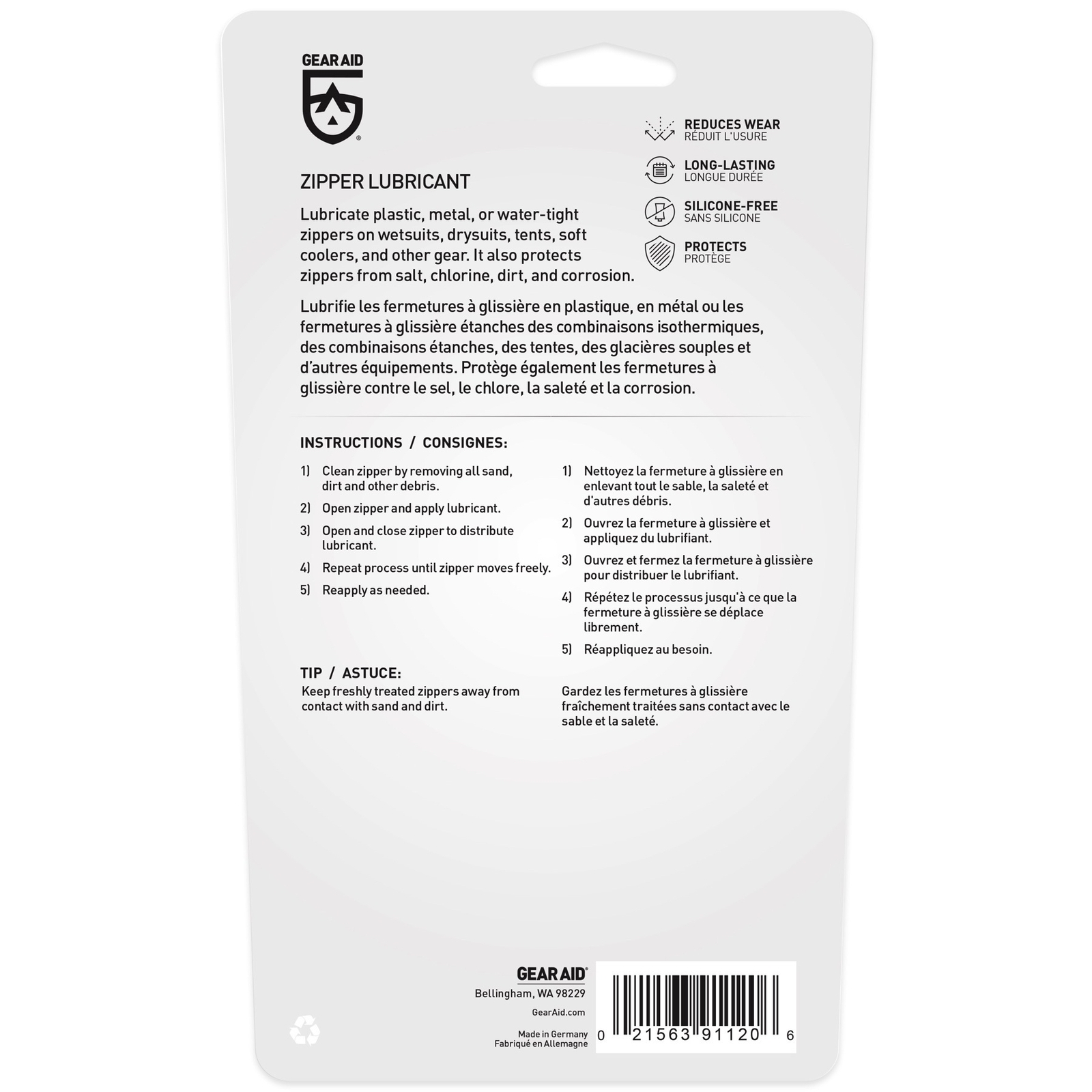 GEAR AID 2-Pack Zipper Lubricant Sticks, 4.5 g/tube