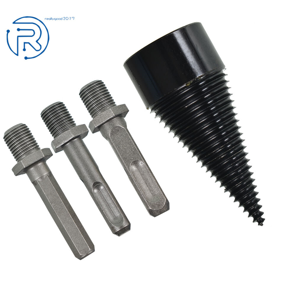 3pcs handle Hex + Square + Round 42mm Fire wood Log Splitter Drill Bit Set