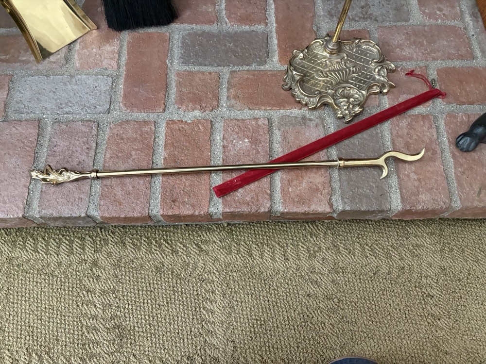 Solid Brass Ornate Fireplace 3 Piece Set