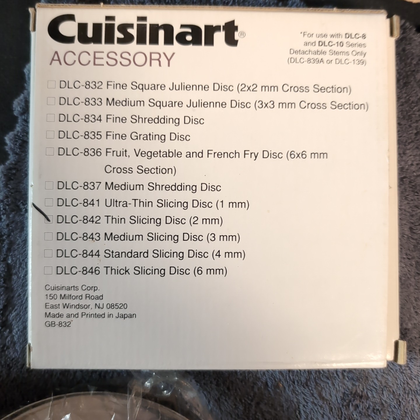 Cuisinart Pro Custom 11 DLC-842 2mm Blade Disc For DLC-8 DLC-10 OEM Japan