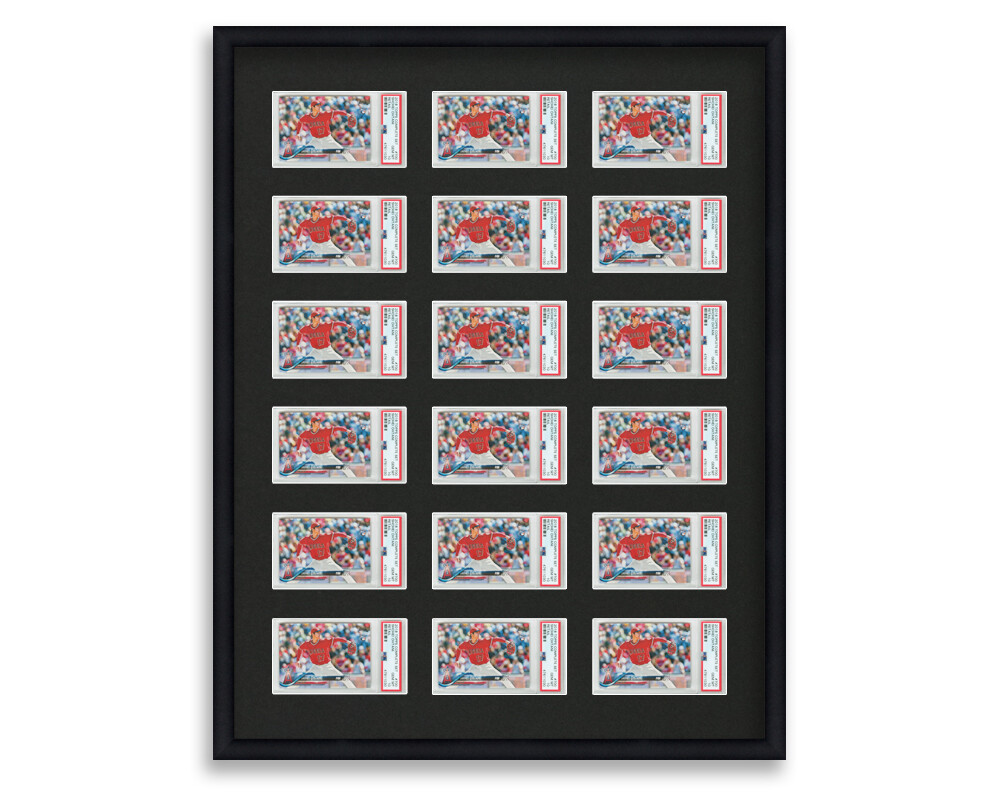 PSA Graded Card Frame Display Holds (18) Slabs Baseball, UV Protection (optional