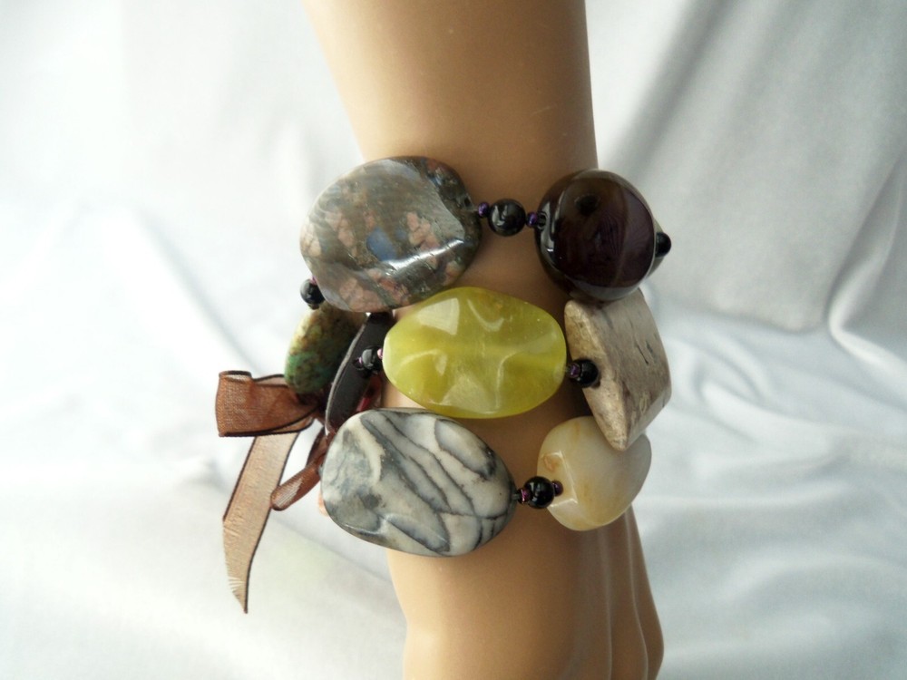 South Sun Mixed Shape & Size Multicolor Gemstone Stretch Bracelet