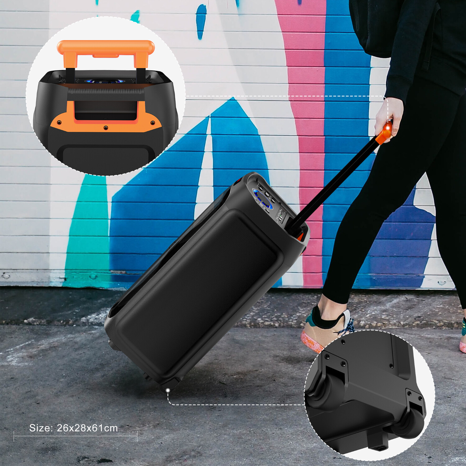 JYX Large Karaoke Machine for Adult + 2 Mic Bluetooth Party Speaker with Wheels