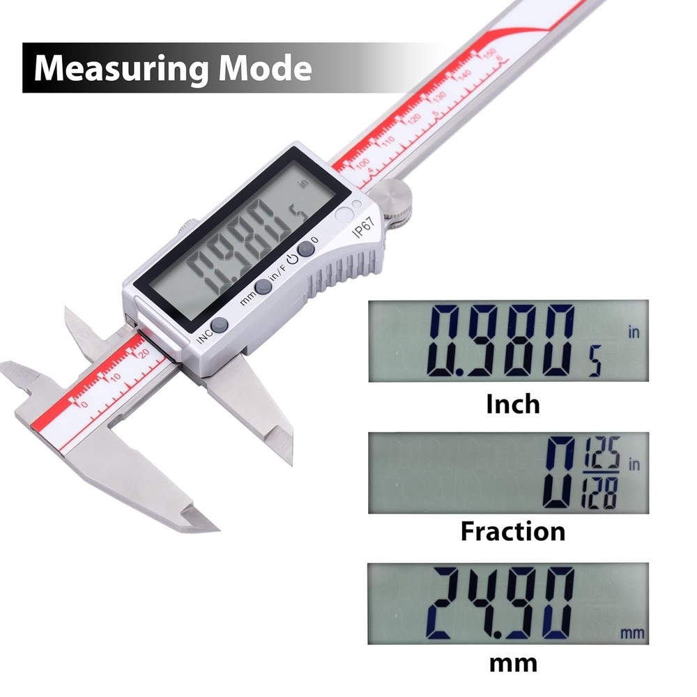 Grade Stainless Steel Digital Caliper, Large Display