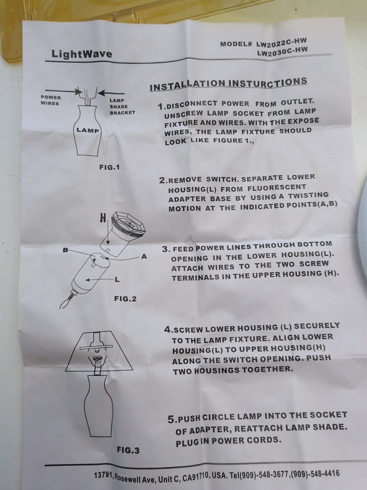 7" DIA Round Light Wave Table Light Replcement Lamp Ideas NOS New