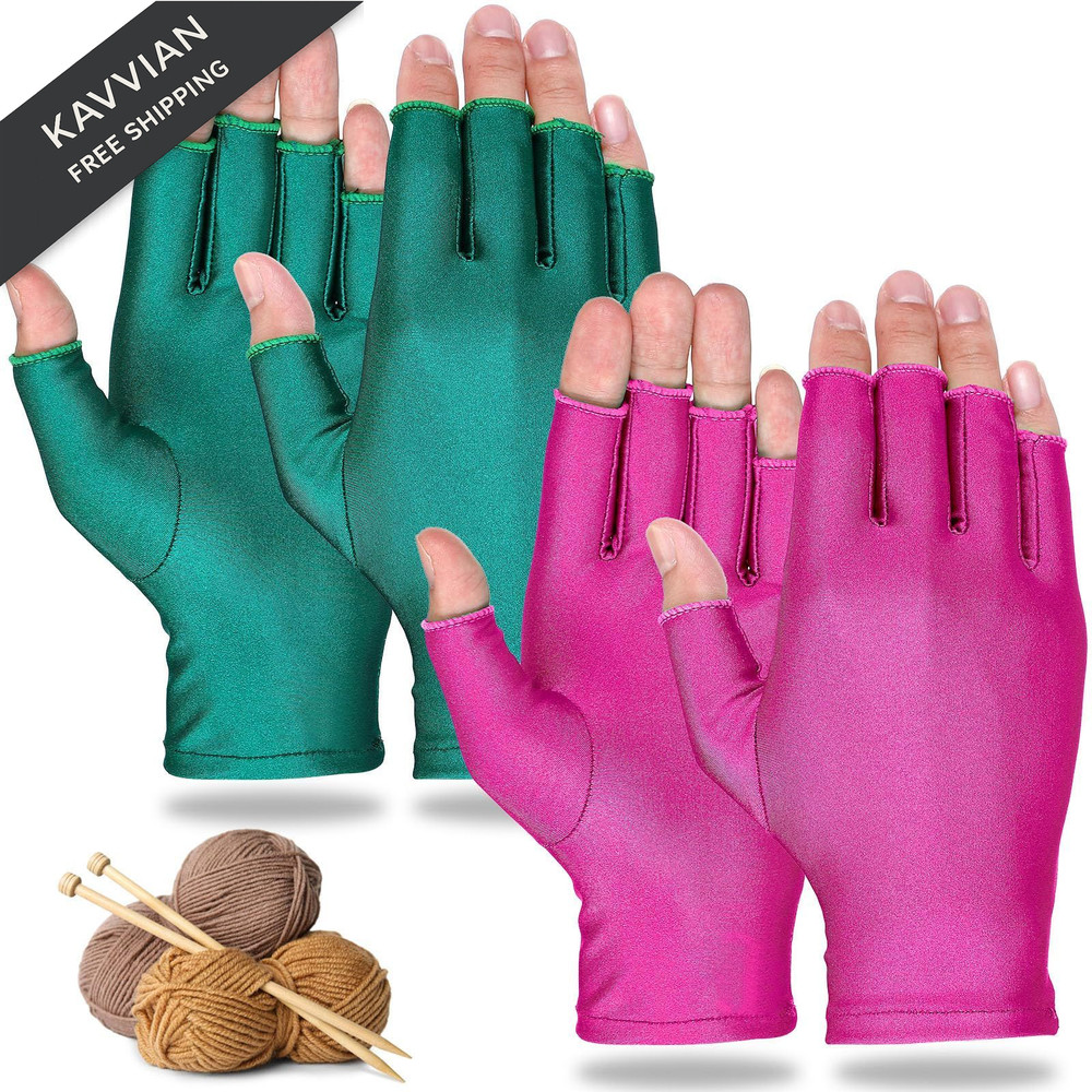 2 Pairs Craft Gloves Compression Fingerless Knitting Quilting Typing Gloves