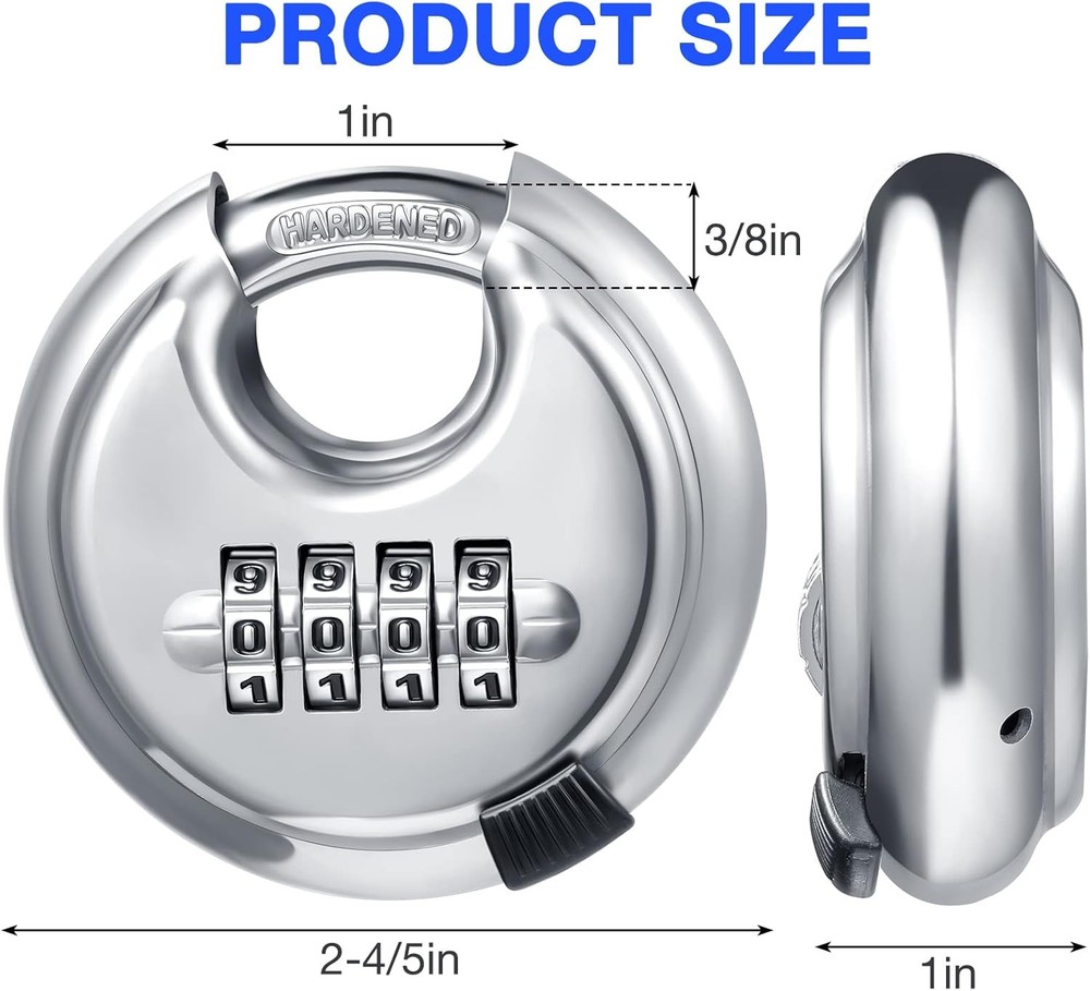 10-Pack 4-Digit Combination Padlock with Stainless Steel Dial (Silver)