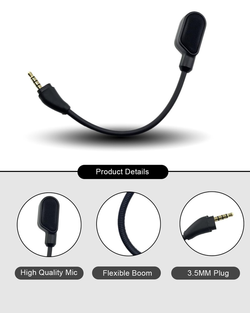 Microphone Replacement 3.5mm Detachable Boom for HyperX Cloud III Wired/Wireless