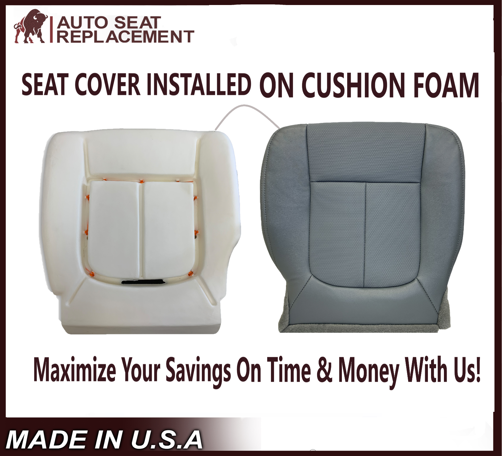 2011 - 2016 F250 F350 F450 XL WT Driver Bottom In Gray Seat Cover & Cushion Foam