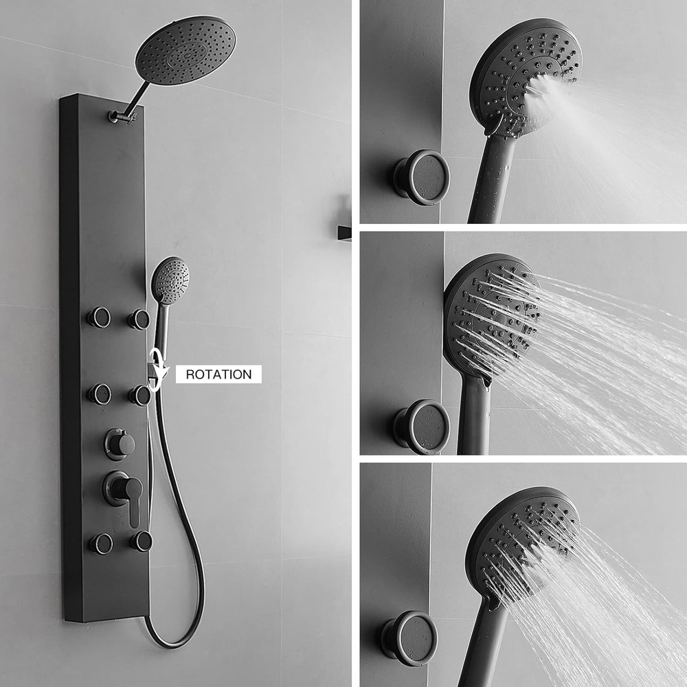 3 In1 Shower Panel Tower System Stainless Steel Multi-Function Shower Panel with