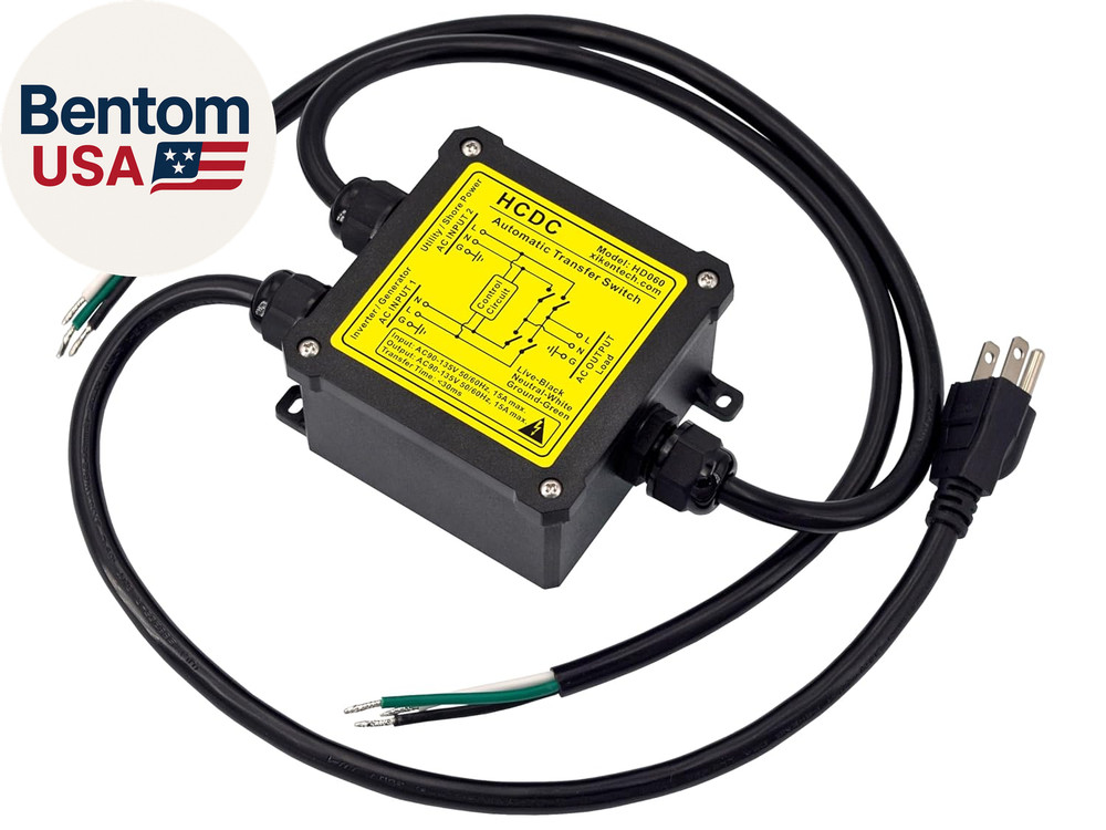 AC120V 15Amp Automatic Transfer Switch, ATS Auto Transfer Switch (Core Wires + N