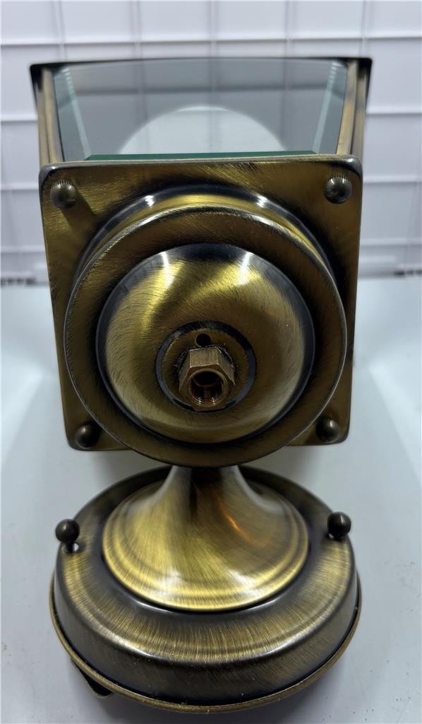 VINTAGE 21.5" BRASS BEVEL GLASS CARRIAGE LANTERN WALL MOUNT EXTERIOR PORCH LIGHT