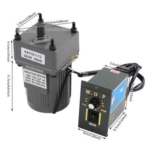 Electric Gear Reduction Motor High Torque Motor Variable Speed Controller 1:15