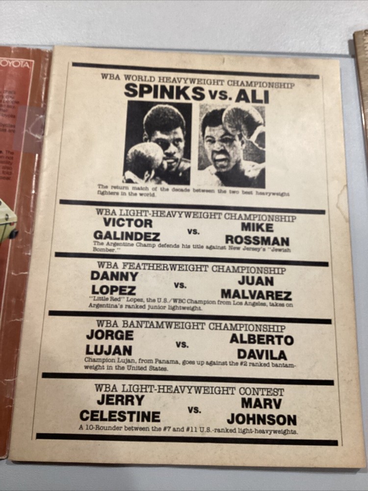 1978 Sept 15 Boxer Leon Spinks Muhammad Ali Boxing Fight Program