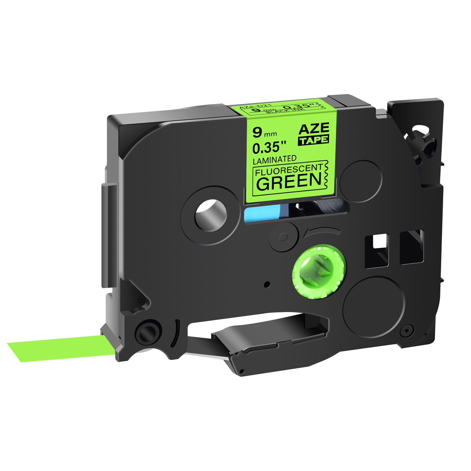 1PK Compatible with Brother PTouch Tze Tz D21 Fluorescent Green Label Tape 9mm