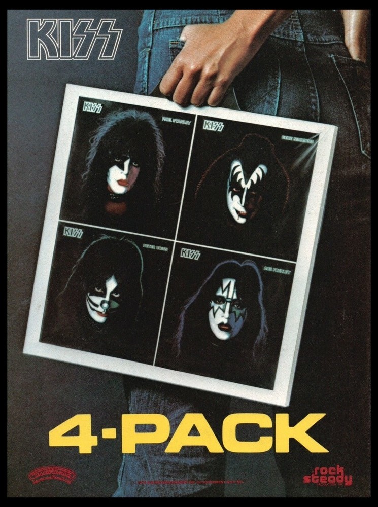 1978 KISS 4-Pack Solo  Print ad /mini poster-VTG Man Cave music rm décor