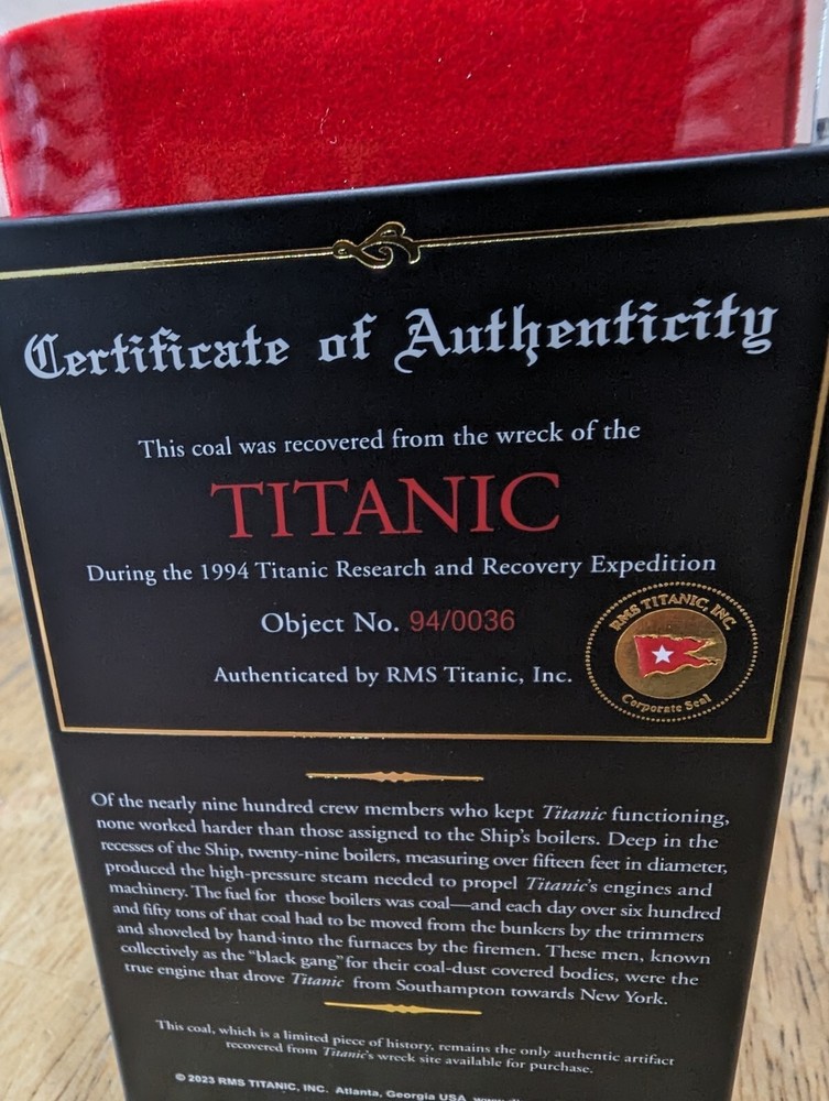Titanic Authentic Coal In Case, Comes With COA