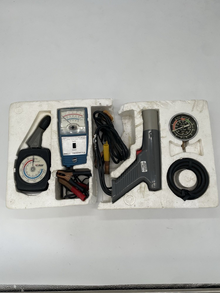 RAF Complete Test & Tune Kit Compression Tester Dwell Tach Timing Light Vintage