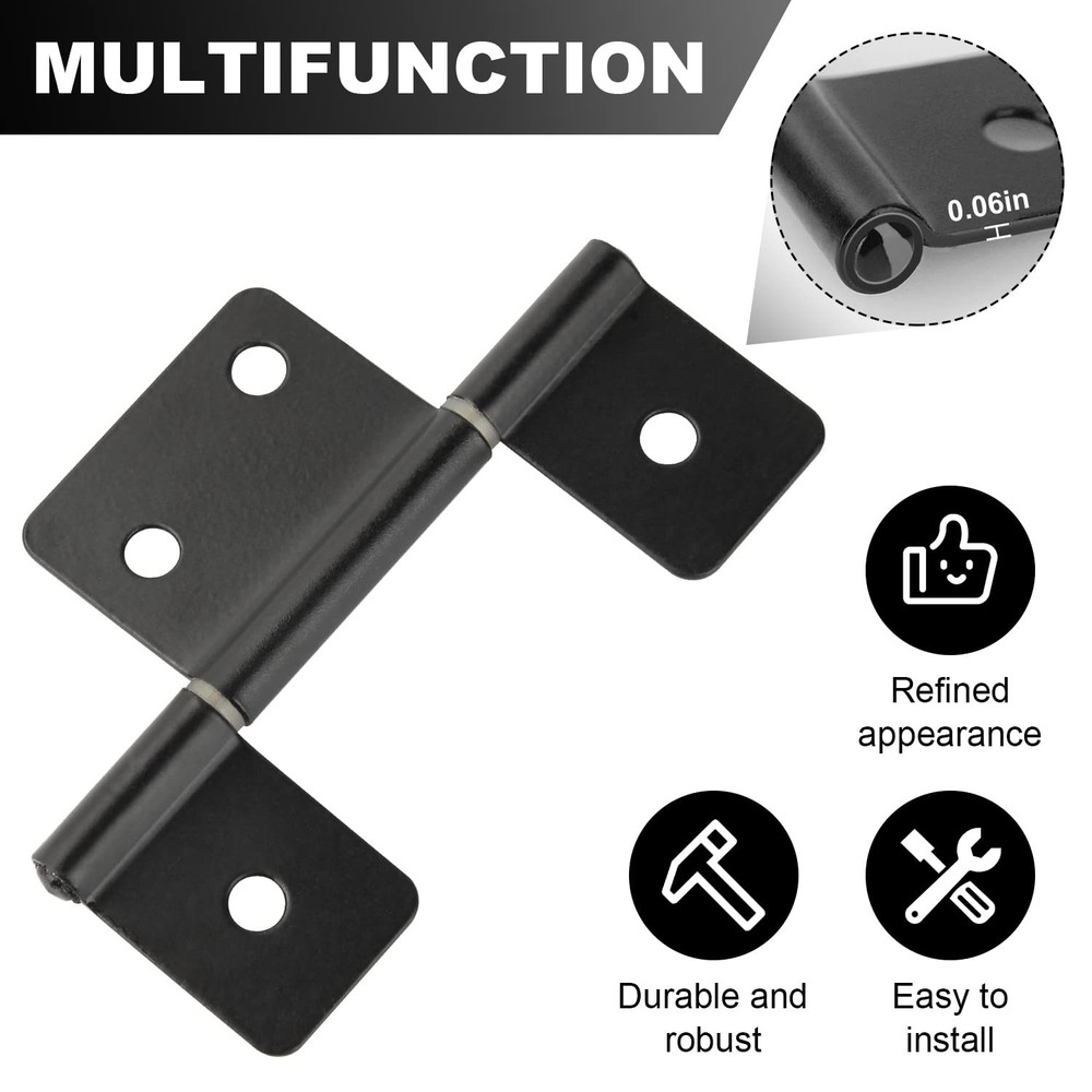 Three Leaf Non-Mortised Hinge for Mobile Home & RV Interior 8 Packa Black