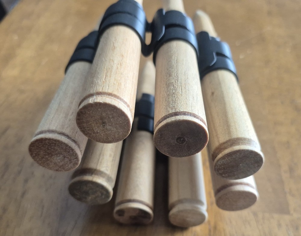 8 Solid Wood 50 BMG Inert Dummy Rounds & 8 3D Printed Links For Display