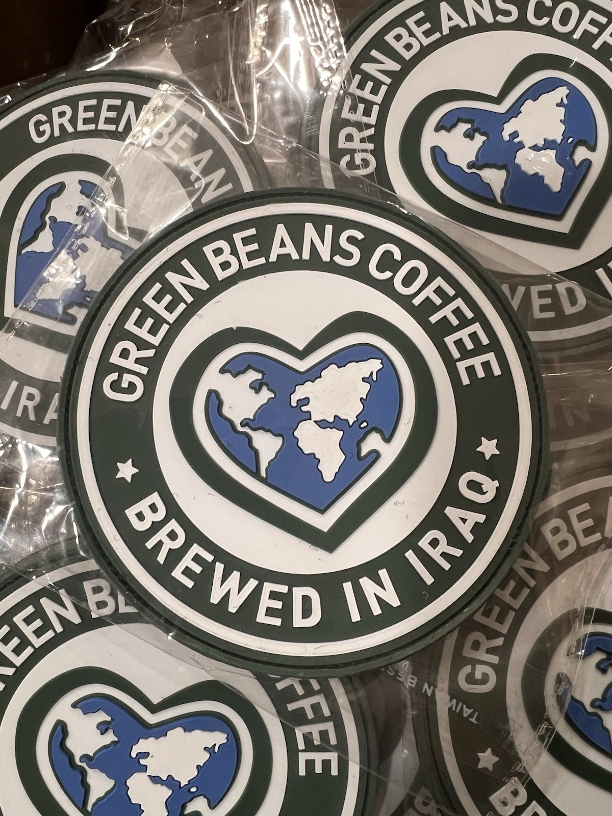 Green Beans Coffee Brewed In Iraq PVC Patch, Veteran Morale Patch, Military