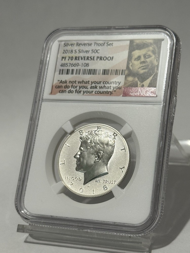 2018 S Reverse Proof Silver Kennedy Half Dollar 50C NGC PF 70